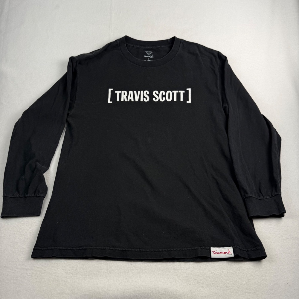 Diamond Supply Co Travis Scott Mens Black Long Sleeve Graphic T-Shirt Large